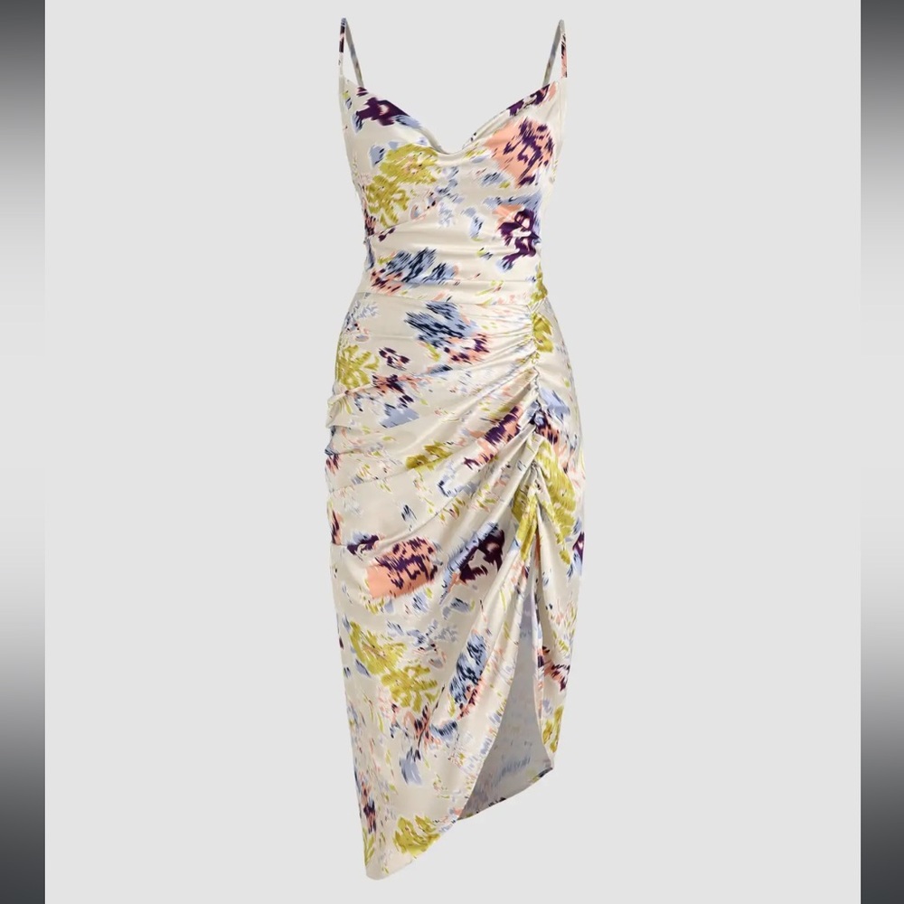 Floral Ruched Midi Dress